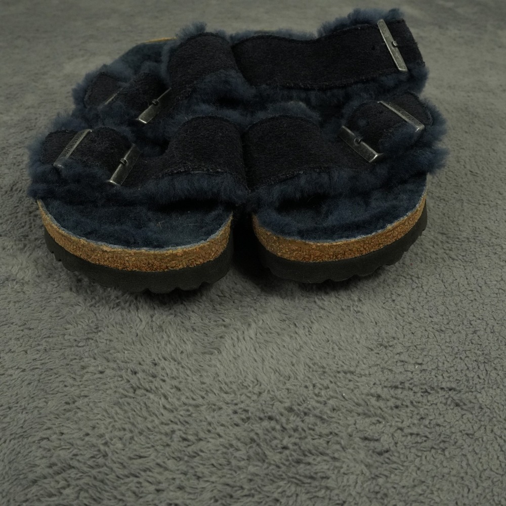 Birkenstock Arizona Sandals Womens 39 Narrow Midnight Blue Suede Shearling Slide - Picture 5 of 7